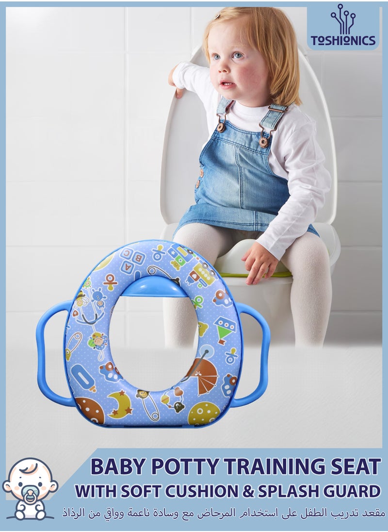 Toshionics Baby Potty Training Seat with Built-In Handles Splash Guard and Soft Detachable Cushion Comfortable and Secure Toilet Seat Cover for Infants Toddlers and Kids Portable Lightweight Easy to Clean and Compatible with Regular and Elongated Toilet Seats Travel-Friendly Potty Seat for Boys and Girls  - Image 1