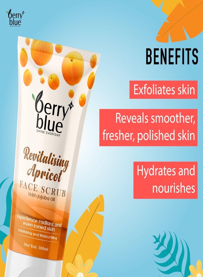 Berry Blue Revitalising Apricot Face Scrub, 100 ml, Exfoliating and Moisturizing, Suitable for all Skin Types, for Men and Women - Image 3