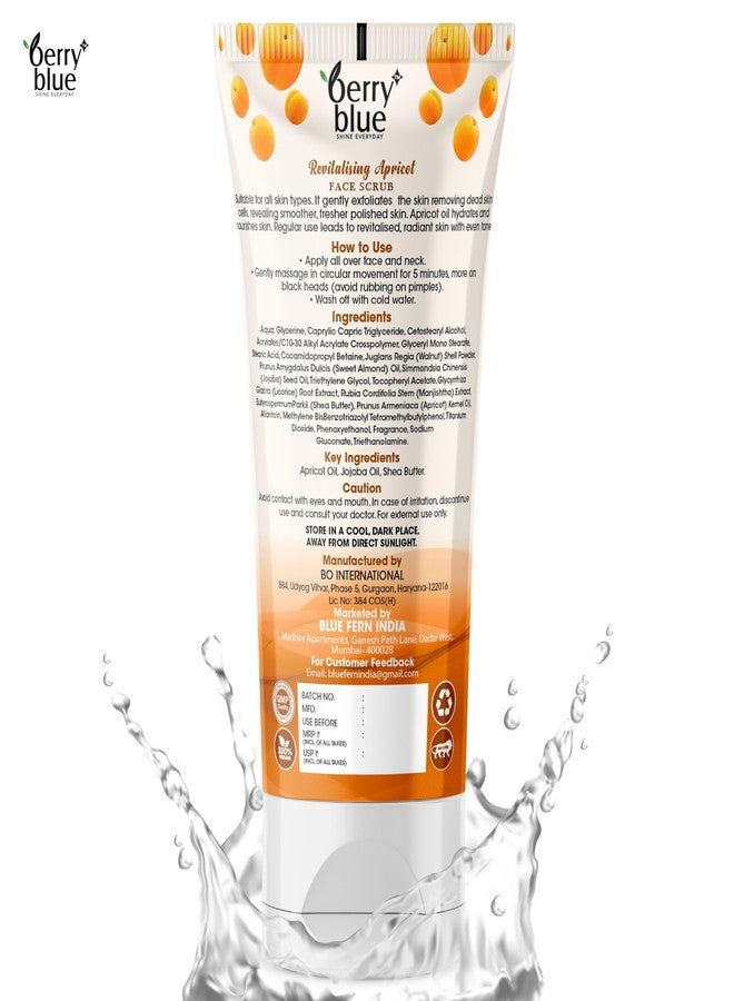 Berry Blue Revitalising Apricot Face Scrub, 100 ml, Exfoliating and Moisturizing, Suitable for all Skin Types, for Men and Women - Image 2