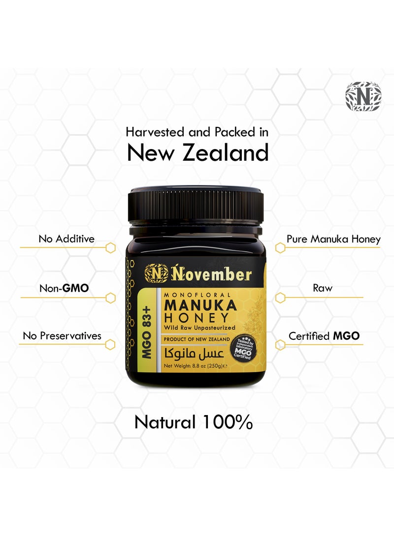 November Manuka Honey Certified MGO 83+ New Zealand (250g)  - Image 5