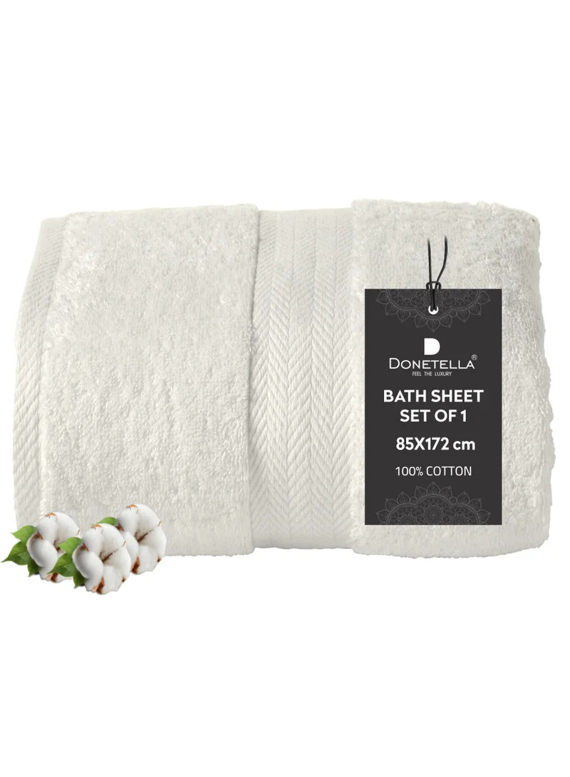 Donetella Premium 100 % Combed Cotton 1-Pcs Bath Sheet (85 X 172 CM) 600 GSM Large Towel, Highly Absorbent, Quick Dry,Best Towel for Bathroom, Spa And Hotel,Cream