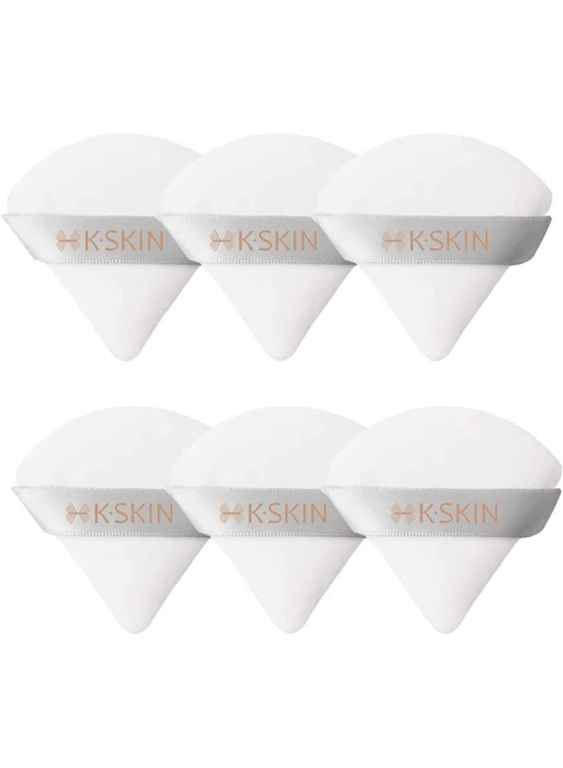 K.SKIN 6 Pieces Powder Puff Face Soft Triangle Makeup Puff for Loose Powder Mineral Powder Body Powder Velour Cosmetic Foundation Blender Sponge Beauty Makeup Tools - Image 1
