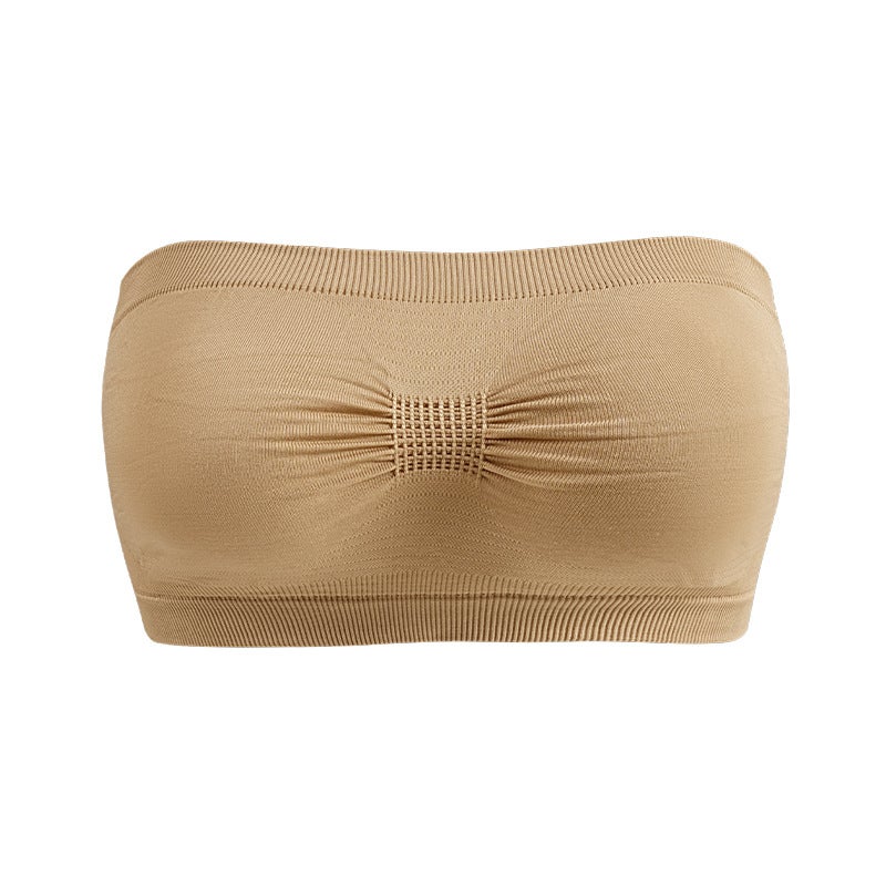 Selling Summer Large Size Tube Top Strapless Underwear For Women Without Breast Pads Breathable One-Line Pleated Chest Wrap - Image 1