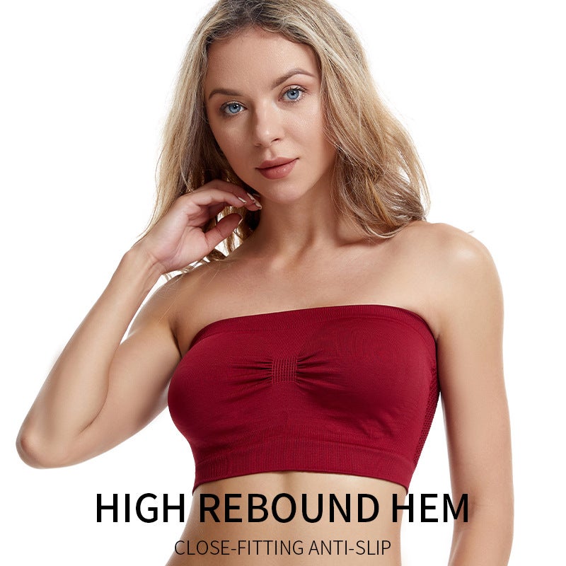 Selling Summer Large Size Tube Top Strapless Underwear For Women Without Breast Pads Breathable One-Line Pleated Chest Wrap - Image 5