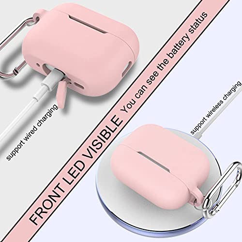 Meyaar Compatible for AirPods Pro 2nd Generation Case Cover with Keychain, Soft Silicone Skin Case Cover Full Protective (Only Silicone Cover) (Pink) - Image 3