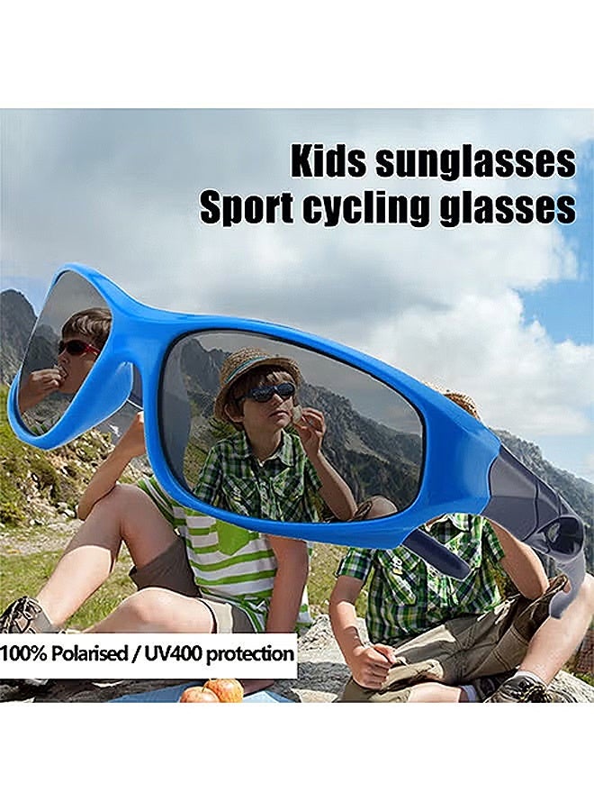 MXN Kids Sunglasses for Boys Girls Polarized Sports Childrens Cycling Soft Silicone Frame Sun Glasses for Kids Age 3-12 UV Protection Sunglasses (Blue) - Image 5