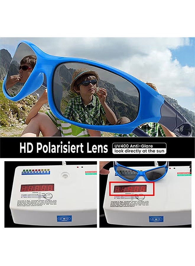 MXN Kids Sunglasses for Boys Girls Polarized Sports Childrens Cycling Soft Silicone Frame Sun Glasses for Kids Age 3-12 UV Protection Sunglasses (Blue) - Image 3