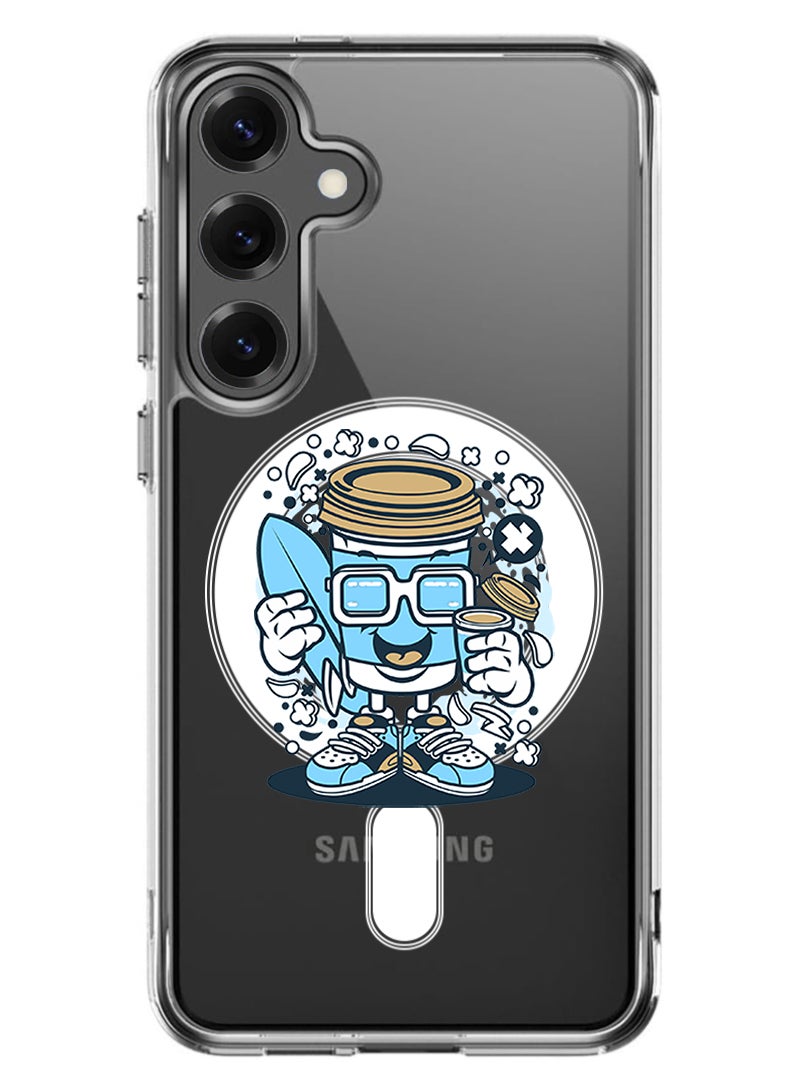 Theodor Magnetic Case for Samsung Galaxy S25 6.2-inch Compatible with MagSafe Wireless Charging, Shockproof Phone Bumper Cover Coffee can - Image 1