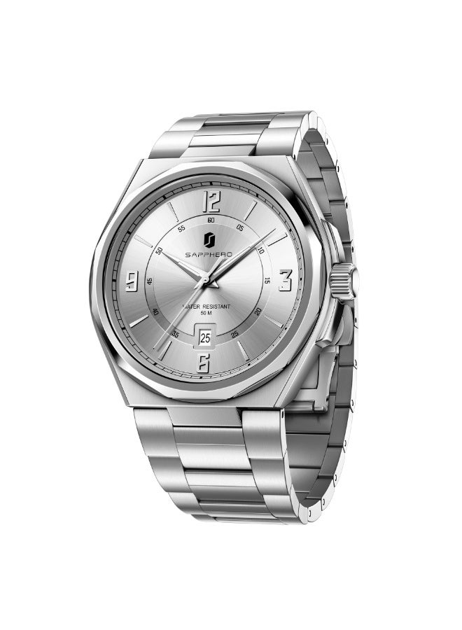 SAPPHERO Watches for Men Arabic Numeral Dial Quartz Wristwatch 50M Waterproof Luminous Watches Mens Watch Work Sport Casual Dress Watch with Stainless Steel Strap Elegant Gifts for Men - Image 4