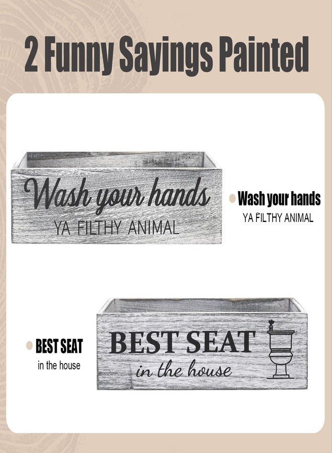 CuffUp Bathroom Decor Box, Toilet Paper Basket 2 Sides Signs Farmhouse Bathroom Basket Toilet Basket Tank Topper Rustic Farmhouse Home Decor for Livingroom Kitchen（One Gray Box） - Image 2