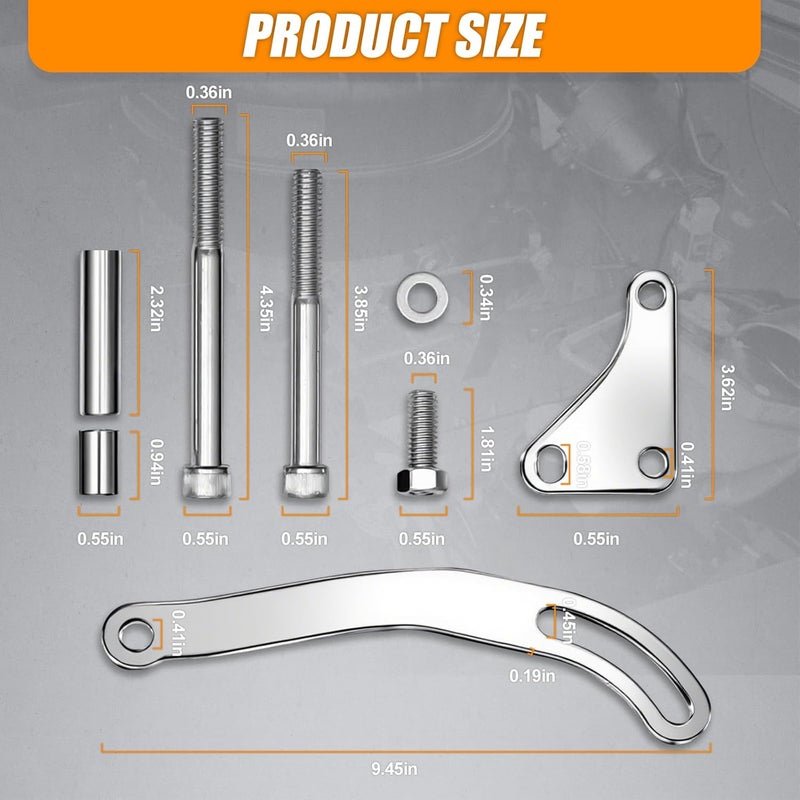 حامل تركيب مضخة التوجيه المعزز، LWP SWP، متوافق مع محركات Chevy/GM SB SBC 350 262 265 283 302 305 307 327 400 (فضي) - Image 5