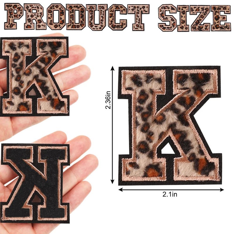 ZUYYON 52 Pcs Letter Patches Iron on Patches Repair Embroidered Patches A-Z Letters Patches Decorative Alphabet Sewing Appliques Sew on Patches for Clothing Hats Jeans Bags(Leopard Print) - Image 2