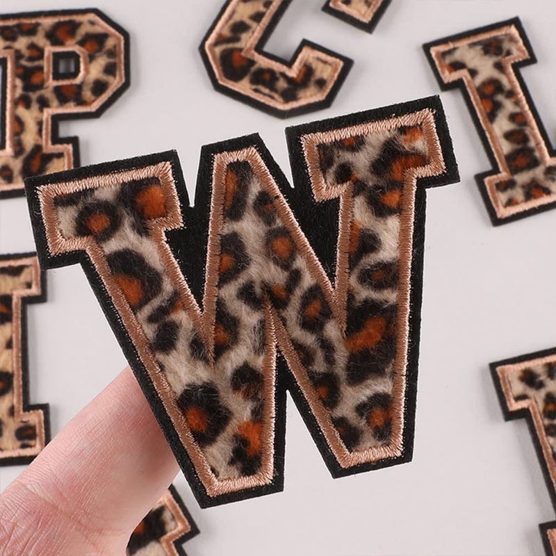 ZUYYON 52 Pcs Letter Patches Iron on Patches Repair Embroidered Patches A-Z Letters Patches Decorative Alphabet Sewing Appliques Sew on Patches for Clothing Hats Jeans Bags(Leopard Print) - Image 3