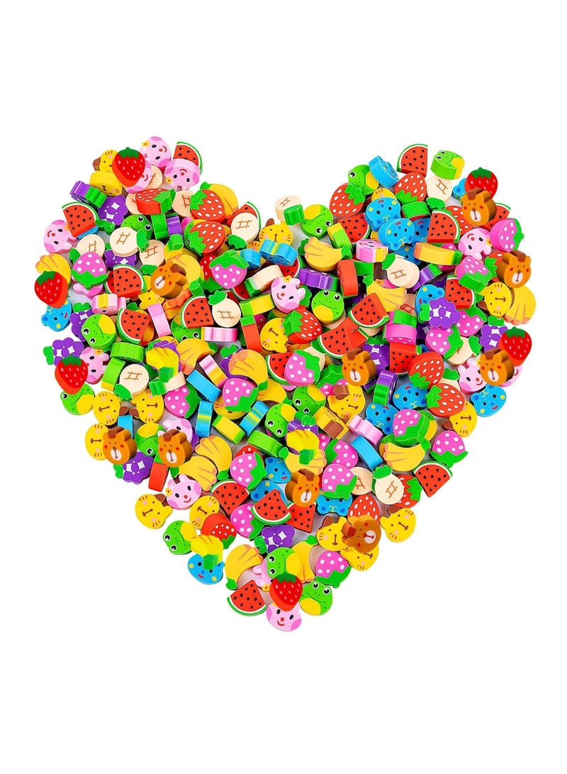 XiuWoo 3D Cute Small Erasers for Kids Safe Non Toxic Novelty Various Fruit Animal Shapes Mini Classroon Rewards Party Favors Random 60 Blocks - Image 1