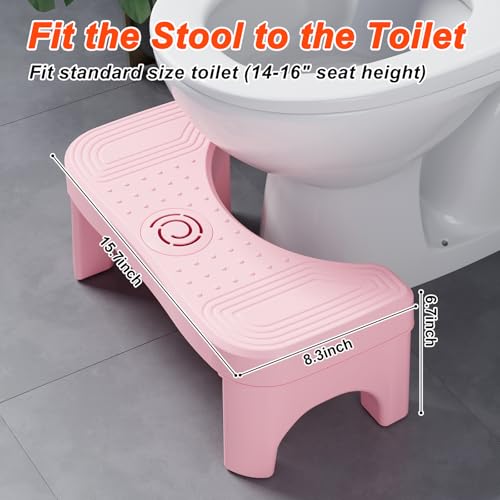 Recximi Pink Toilet Poop Stool Squat Adult, 6.7 Inch Squatting Potty for Adults & Kids, Plastic Bathroom Stool for Pooping, Non-Slip Toilet Foot Step, Easy to Wash, 1 Pack - Image 5