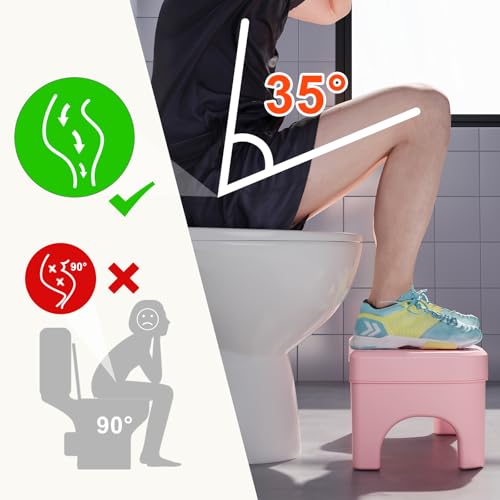 Recximi Pink Toilet Poop Stool Squat Adult, 6.7 Inch Squatting Potty for Adults & Kids, Plastic Bathroom Stool for Pooping, Non-Slip Toilet Foot Step, Easy to Wash, 1 Pack - Image 2