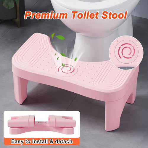 Recximi Pink Toilet Poop Stool Squat Adult, 6.7 Inch Squatting Potty for Adults & Kids, Plastic Bathroom Stool for Pooping, Non-Slip Toilet Foot Step, Easy to Wash, 1 Pack - Image 4