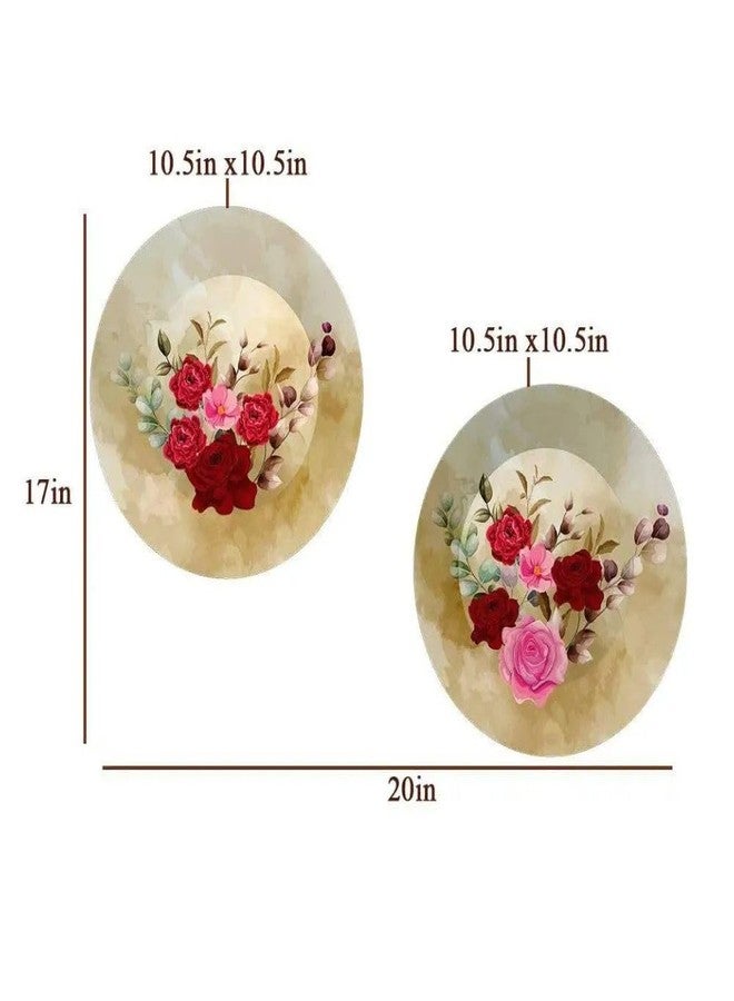 woodhang Floral Bouquet Ceramic Wall Plates Set of 2|Vintage Style Decorative Plates with Watercolor Rose Bouquet Design|Ideal for Living Room, Bedroom, or Kitchen Wall Décor|Decorative Gift Items - Image 5