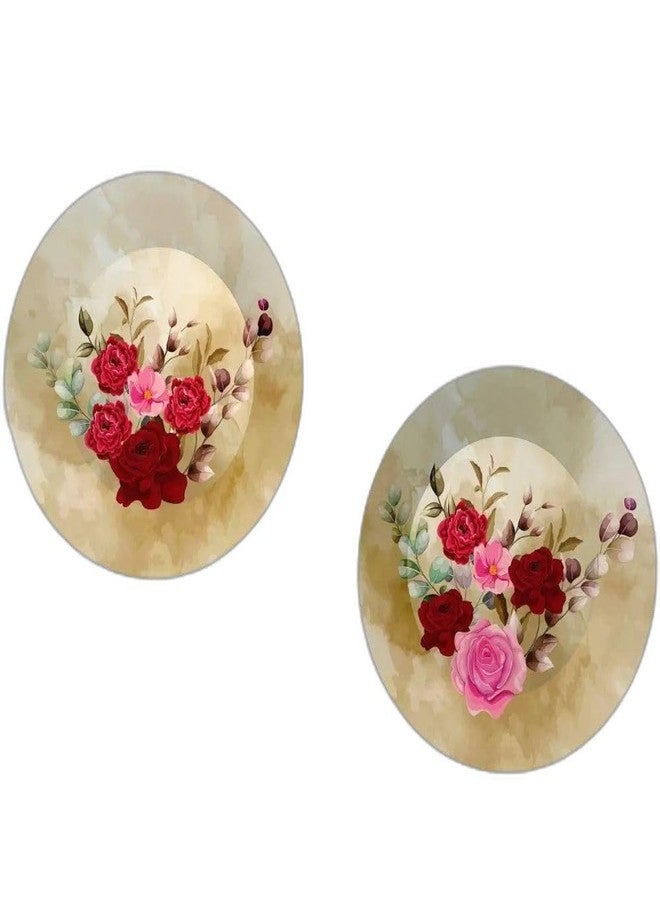 woodhang Floral Bouquet Ceramic Wall Plates Set of 2|Vintage Style Decorative Plates with Watercolor Rose Bouquet Design|Ideal for Living Room, Bedroom, or Kitchen Wall Décor|Decorative Gift Items - Image 4