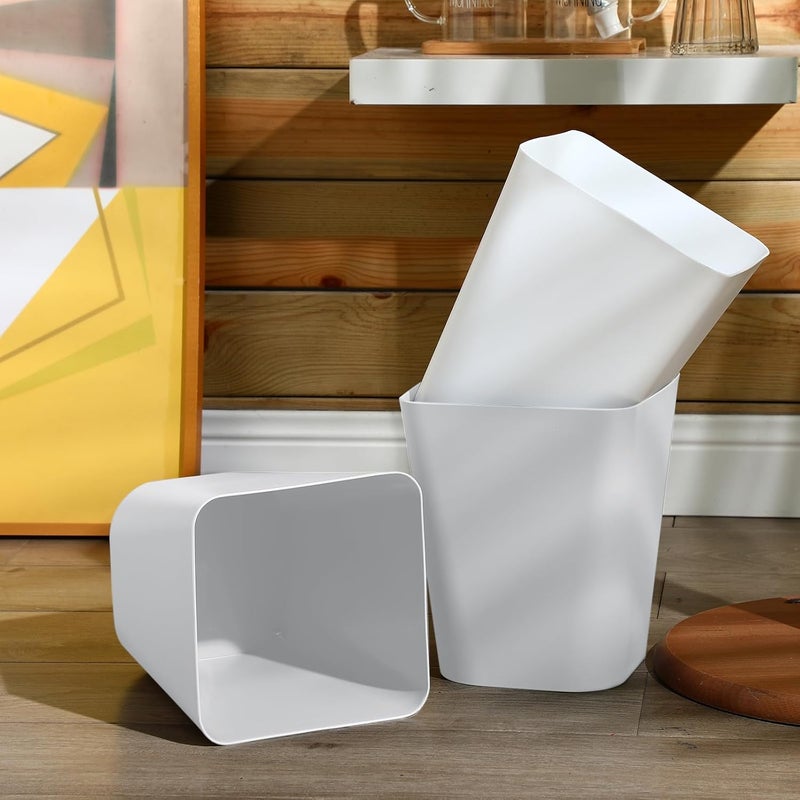 Hoolerry 9 Pieces Garbage Can 2 Gallon Small Trash Cans Bulk Bathroom Trash Bin Plastic Wastebasket Square for Bedroom Slim Bathroom Trashcan Small Container for Kitchen Office Home(White) - Image 5