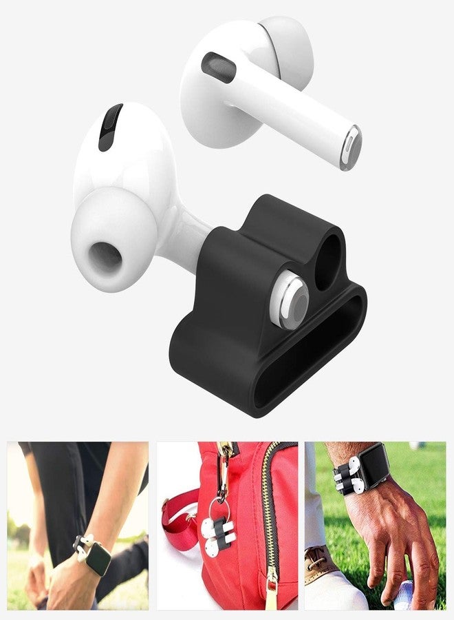 iKammo Anti-Lost Silicone Watch Strap Holder for AirPod Pro 2/AirPod 3 2 1, Airpod Watch Band Holder, Airpod Accessories Holder for Sports Exercise Working(Black+White) - Image 3