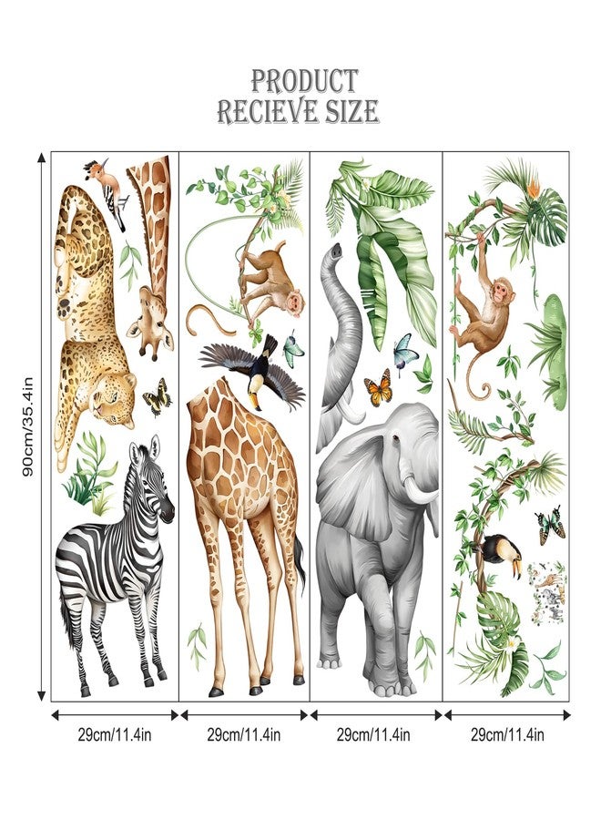 Supzone Jungle Safari Animal Wall Decals for Kids Room - Wildlife Wall Stickers Giraffe Elephant Leopard Zebra Monkey Removable Vinyl Nursery Decor for Baby Toddlers Classroom Playroom Wall Decor - Image 5