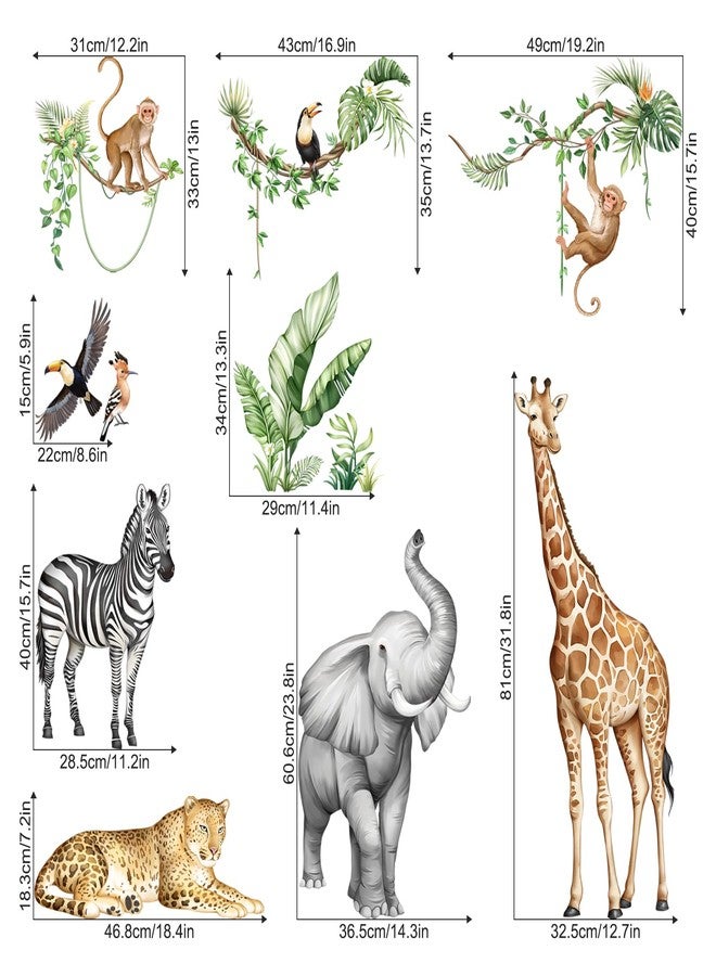 Supzone Jungle Safari Animal Wall Decals for Kids Room - Wildlife Wall Stickers Giraffe Elephant Leopard Zebra Monkey Removable Vinyl Nursery Decor for Baby Toddlers Classroom Playroom Wall Decor - Image 4