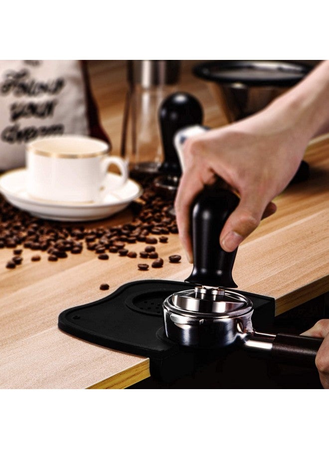 THW حصيرة ضغط القهوة المضادة للانزلاق THW® إسبريسو مع قاعدة ضغط قهوة من الفولاذ المقاوم للصدأ 304 بقطر 51 مم - أسود - Image 3
