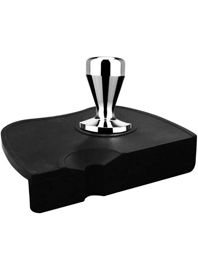 THW حصيرة ضغط القهوة المضادة للانزلاق THW® إسبريسو مع قاعدة ضغط قهوة من الفولاذ المقاوم للصدأ 304 بقطر 51 مم - أسود - Image 1