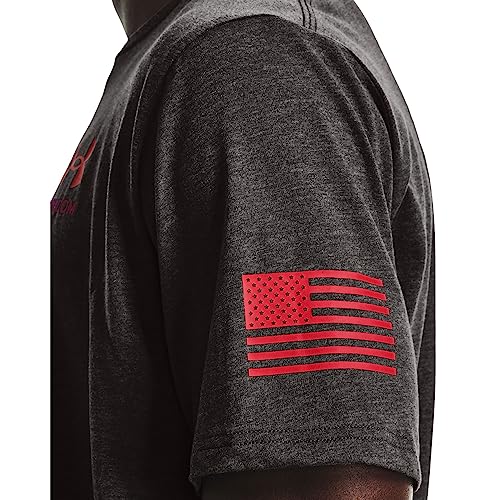 Under Armour Men's New Freedom Flag T-Shirt, Charcoal Medium Heather (019)/Red, Small - Image 3