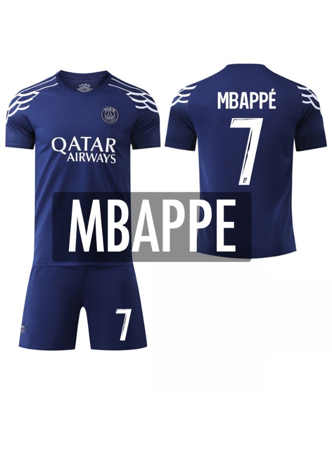 PSG 2024-2025 الموسم #7 مبابي كرة القدم جيرسي السراويل دعوى حجم الأطفال وحجم الكبار ، هدية للجماهير والأصدقاء - Image 1