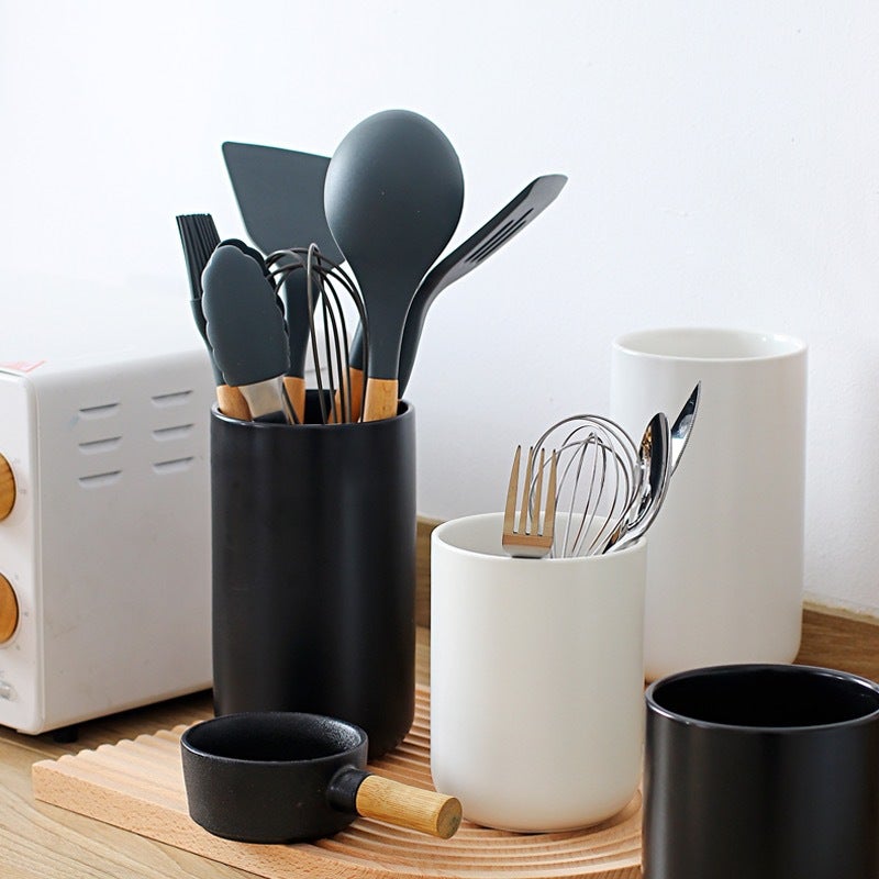 Nordic Ceramic Kitchenware Storage Holder Chopsticks Holder Cooking Utensils Storage Barrel Chopsticks Cage Kitchen Tableware Storage Holder - Image 2