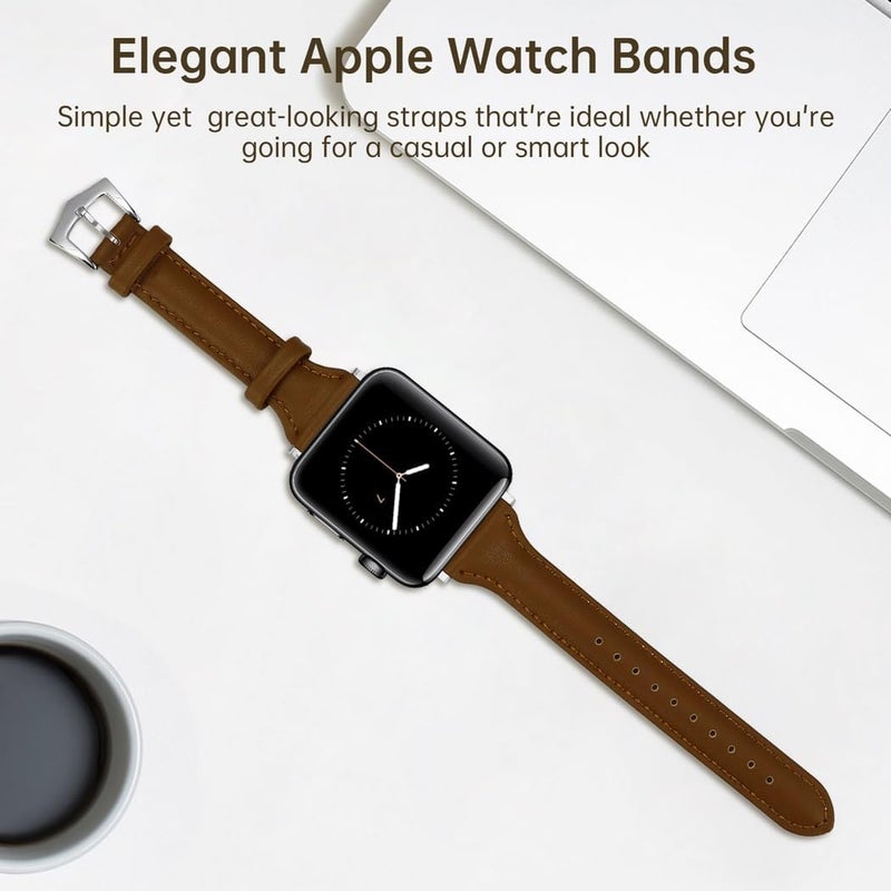 Apple Watch Leather Band, Slim And Comfortable Leather Strap For 38Mm 40Mm 41Mm 42Mm 44Mm - Image 2