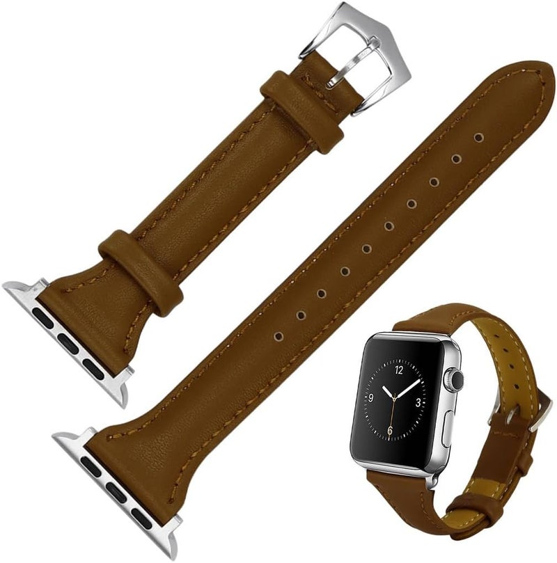 Apple Watch Leather Band, Slim And Comfortable Leather Strap For 38Mm 40Mm 41Mm 42Mm 44Mm - Image 1
