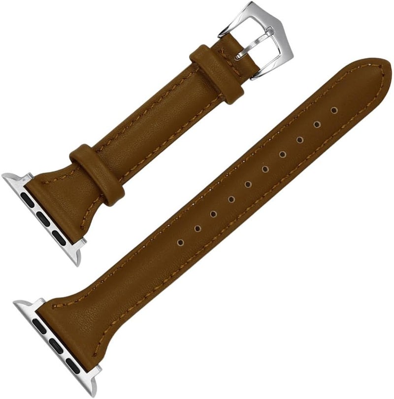 Apple Watch Leather Band, Slim And Comfortable Leather Strap For 38Mm 40Mm 41Mm 42Mm 44Mm - Image 3