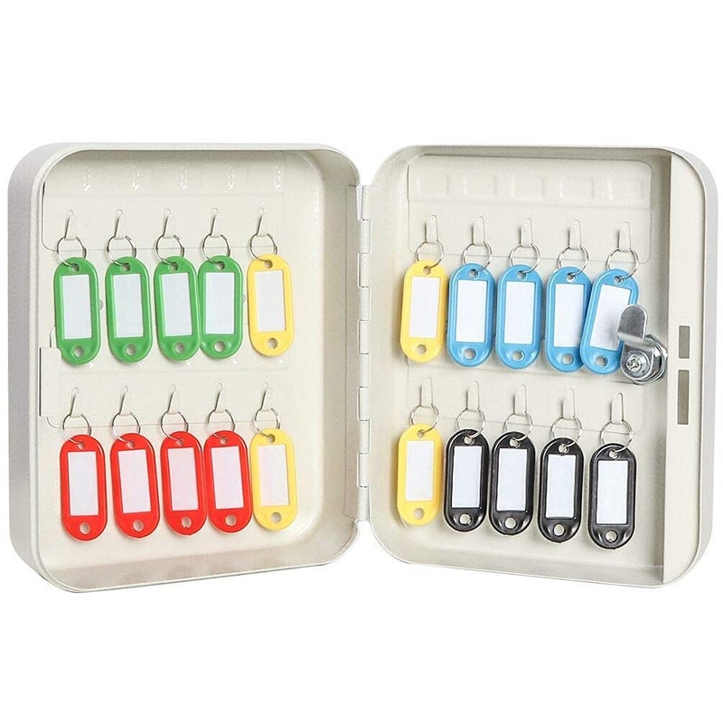 S SMITEX Smitex Security Metal Key Box with 20 Tags Small Adjustable Wall Mount Key Lock Cabinet Small Key Storage Lock Box - Image 1