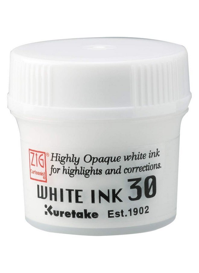 Zig Kuretake Zig Cartoonist White Ink 30 Ml For Dip Pen Brush Art Illustration Lettering Highly Opaque White Ink For Highlights And Corrections Professional Artists And Amateur Hobbyists  - Image 1