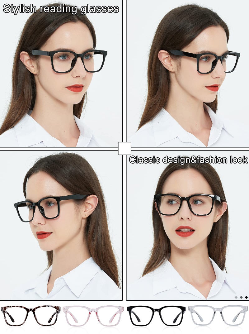 AEZUNI Oversize Square Reading Glasses for Women Oversized Trendy Large Readers 1.0 1.5 2.0 2.5 3.0 3.5 (Black,1.00) - Image 2