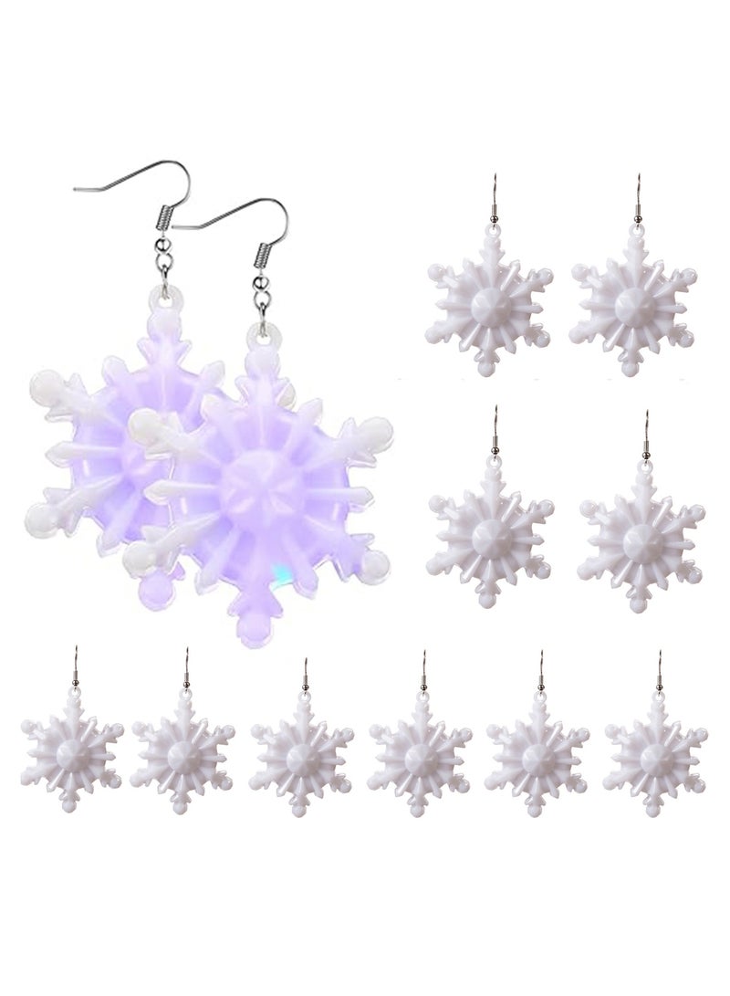Excefore 6 Pairs Snowflake Bulb LED Light up Earrings Bulb Dangle Drop Earrings Red Green Color Bulbs Dangling Charm Glow in the Dark Earring Jewelry Festival Gifts (Snowflake) - Image 1