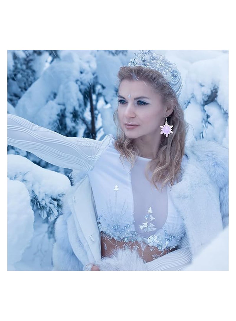 Excefore 6 Pairs Snowflake Bulb LED Light up Earrings Bulb Dangle Drop Earrings Red Green Color Bulbs Dangling Charm Glow in the Dark Earring Jewelry Festival Gifts (Snowflake) - Image 3