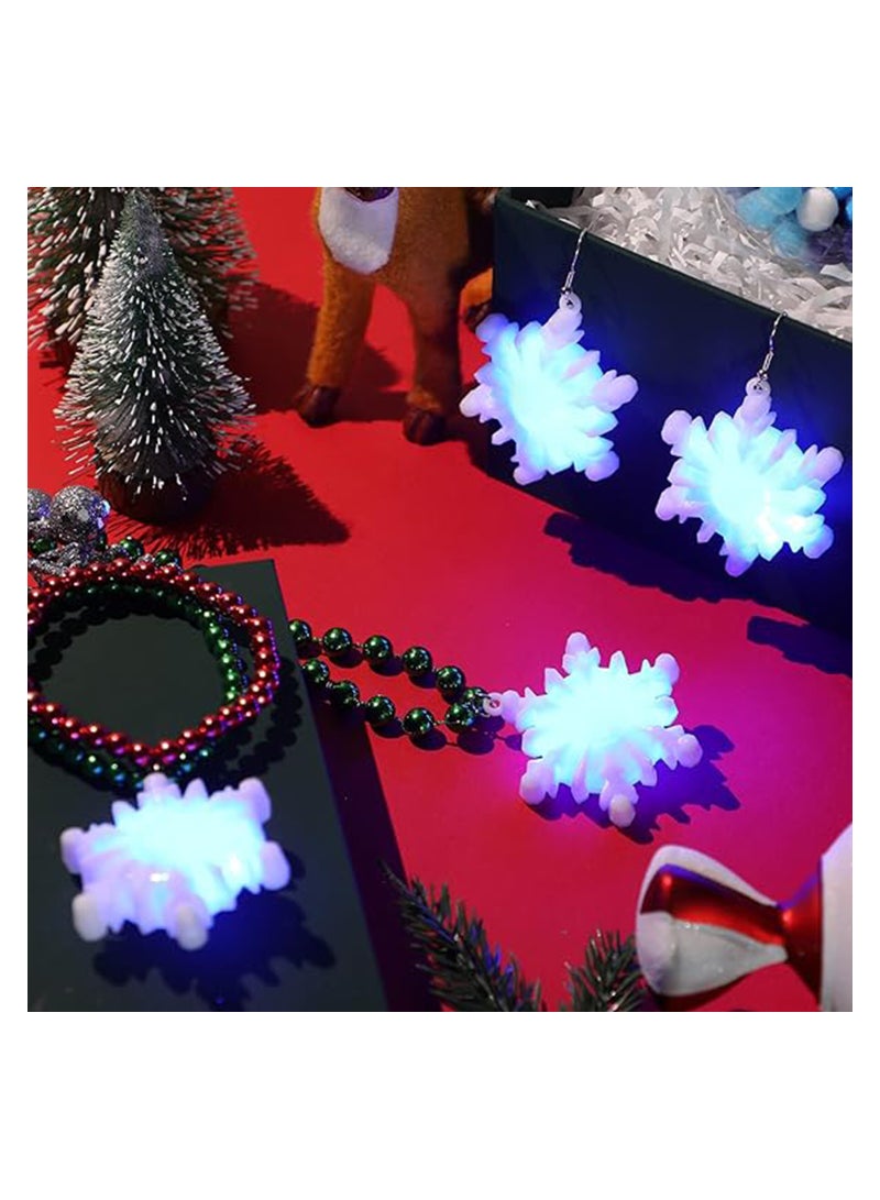 Excefore 6 Pairs Snowflake Bulb LED Light up Earrings Bulb Dangle Drop Earrings Red Green Color Bulbs Dangling Charm Glow in the Dark Earring Jewelry Festival Gifts (Snowflake) - Image 4