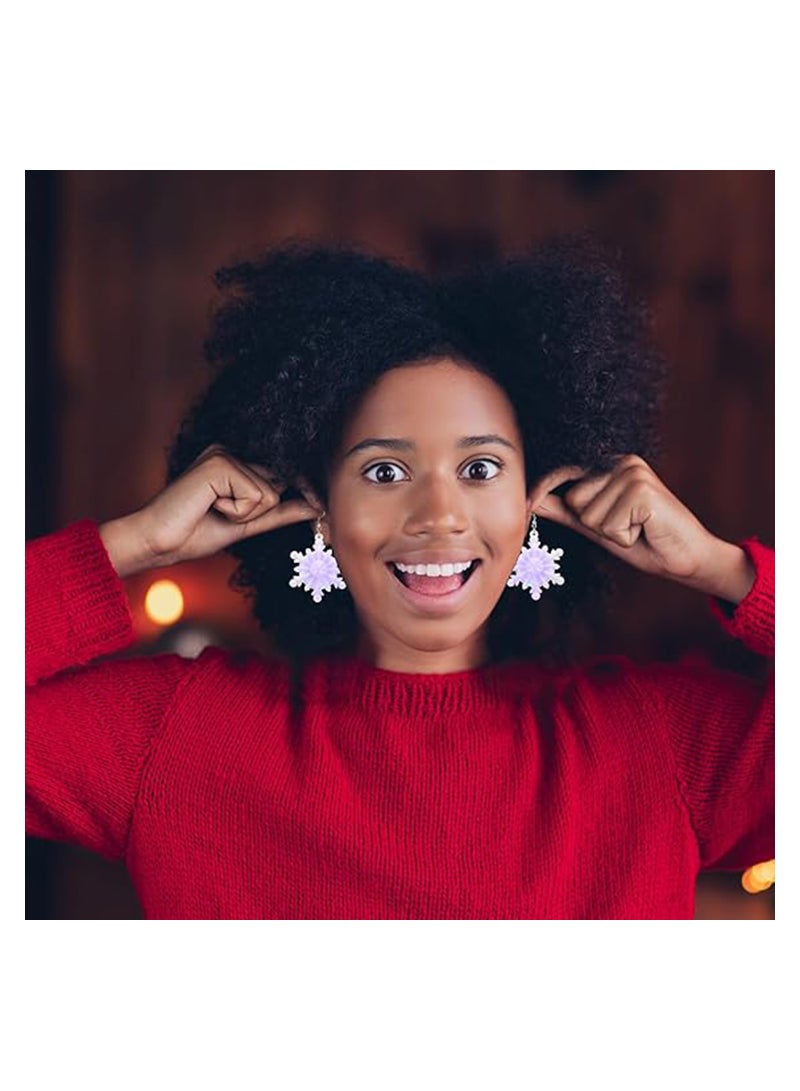 Excefore 6 Pairs Snowflake Bulb LED Light up Earrings Bulb Dangle Drop Earrings Red Green Color Bulbs Dangling Charm Glow in the Dark Earring Jewelry Festival Gifts (Snowflake) - Image 2