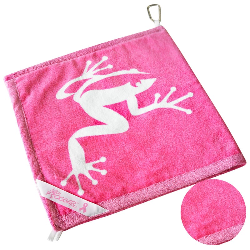 Frogger Amphibian Golf Towel with Wet and Dry Technology, Pink - Golf Bag Accessory for Men and Women with Carabiner Clip - Image 1