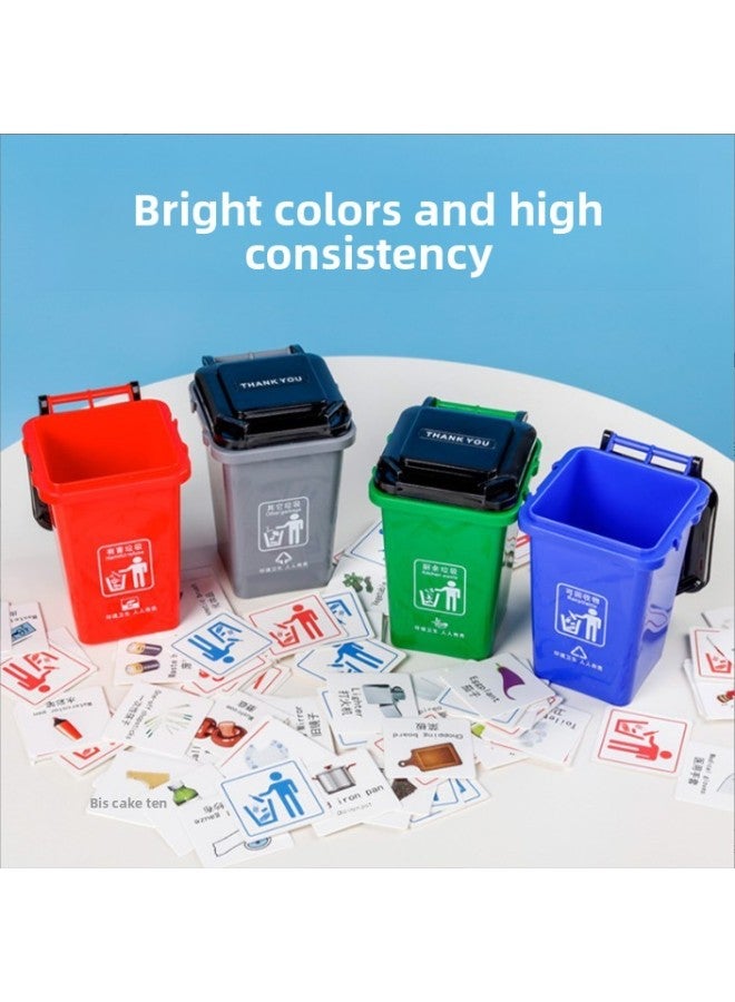 Garbage Sorting Game Props Running Men's National Standard To Expand The Special Garbage Can Creative Educational Aids Garbage Can-Color:Large National Standard Red, Black, Blue And Green With 108 Cards And Instructions  - Image 5