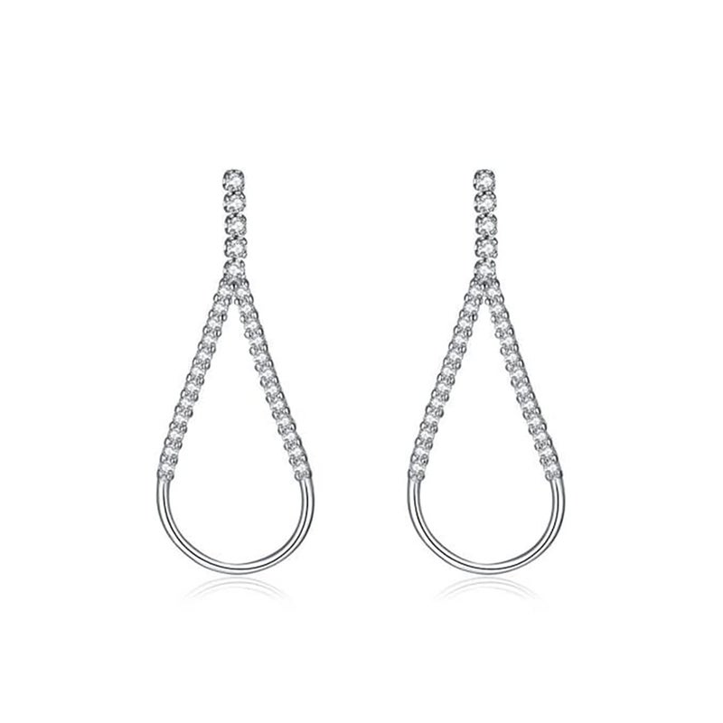 SLUYNZ 925 Sterling Silver CZ Droplet Dangle Earrings for Women Teardrop Earrings Elegant Wedding Dangle Earrings (A-Silver) - Image 1