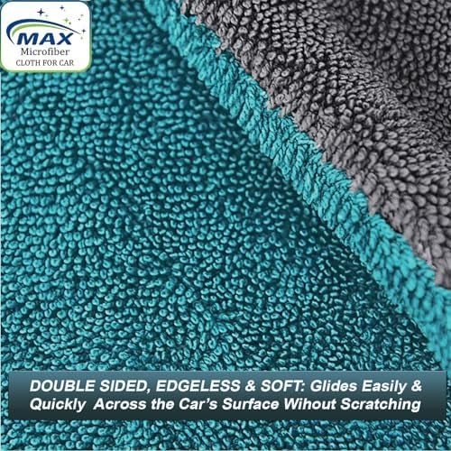 MAX Microfiber Cloth for Car (1200 GSM, 1 Pc, 40x40 cm, Ocean Blue) Fastest Drying Towel, Twisted Loop, Super Absorbent & Lint Free Towel with Edgeless Design for Professional Car Drying & Cleaning - Image 5