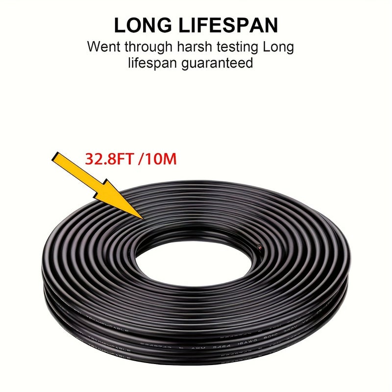 24 Gauge 24 AWG 2 Conductor Electrical Wire Stranded PVC Cord Oxygen Free Copper Cable 100FT White Low Voltage Flexible LED Cable for Strips Lamps Lighting Automotive - Image 3