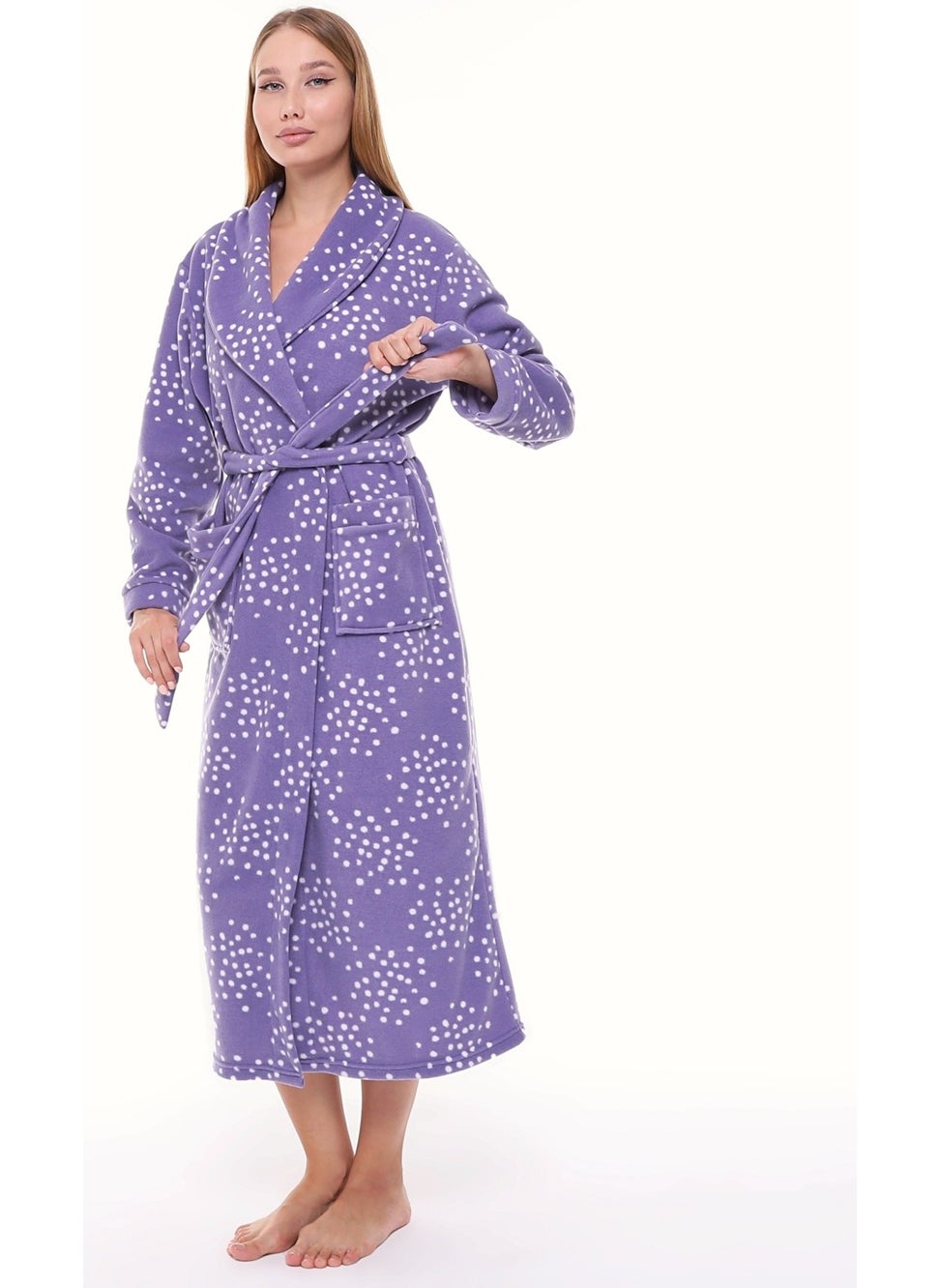Likapa Long Shawl Collar Fleece Dressing Gown 226  - Image 4