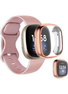 VINSOC All Around Ultra Thin Plated Scratch-Resist Case for Fitbit Versa 3/ Sense Rose Gold  - Image 1