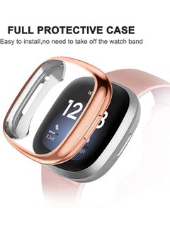 VINSOC All Around Ultra Thin Plated Scratch-Resist Case for Fitbit Versa 3/ Sense Rose Gold  - Image 2